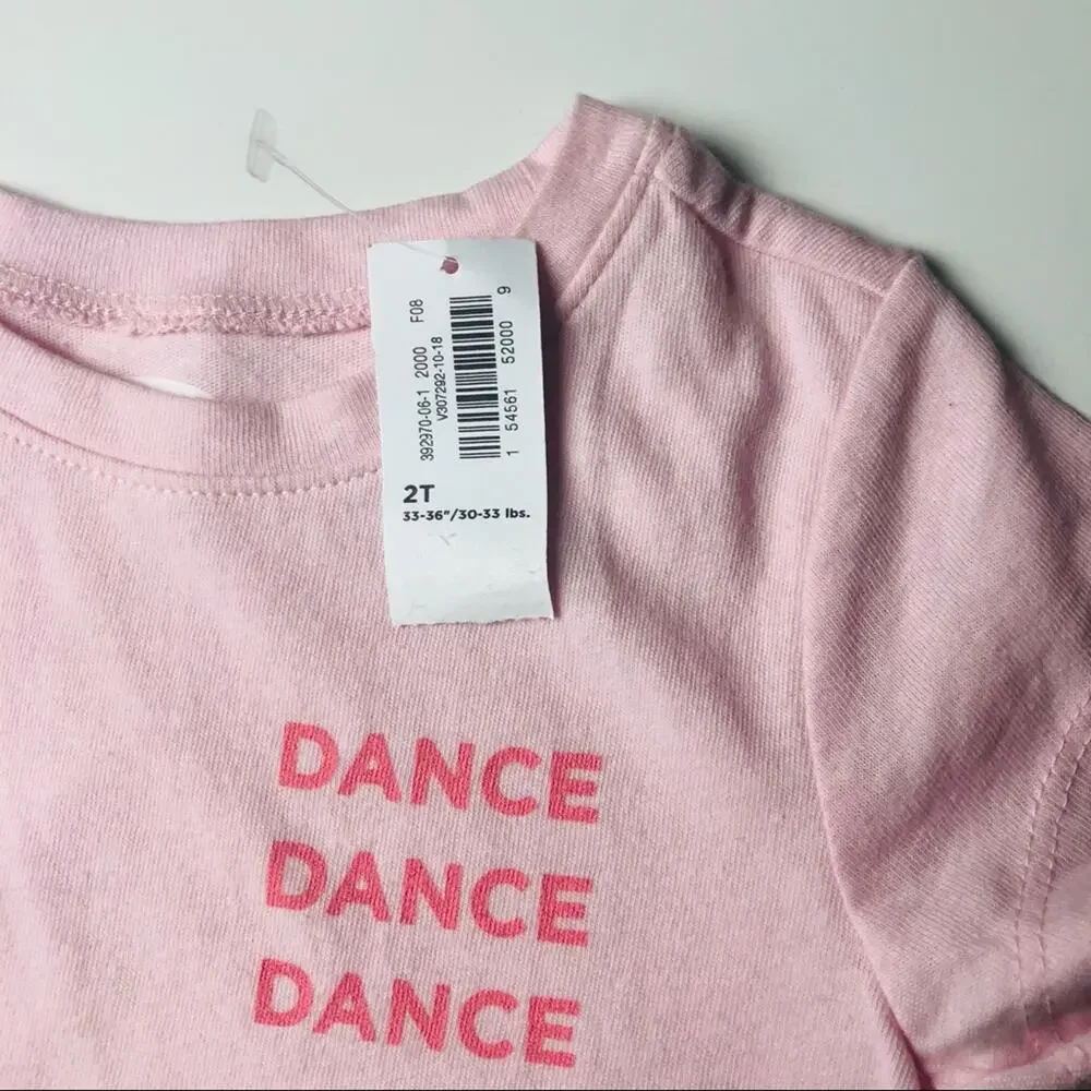 Old Navy Baby Pink Dance Graphic Short Sleeve Tee 2T